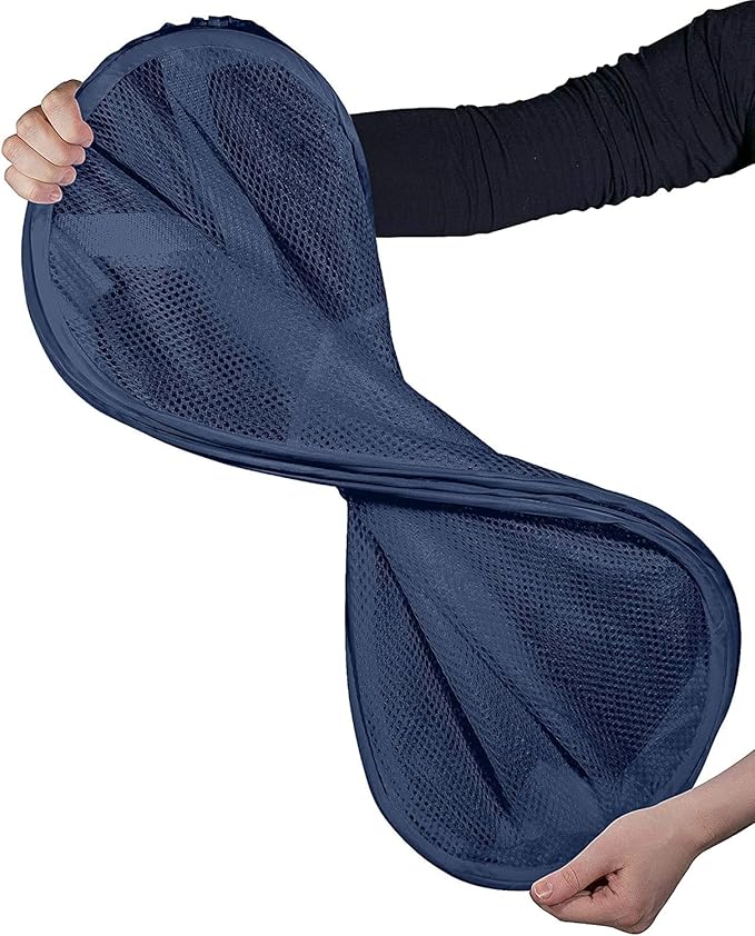 Pop up Laundry Hamper, Foldable Mesh Clothes Hamper for Kids Room, College Dorm or Travel, Collapsible Laundry Basket for Storage, Blue