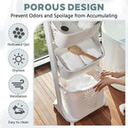 4-Tier Rolling Tiered Laundry Basket Organizer,Vertical Laundry Sorter with Wheels,Stacked Basket Holder for Bathroom & Laundry Room, White (54 Inch)