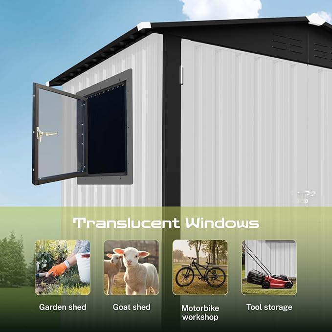 6' x 4' Outdoor Storage Shed, Sturdy Metal Building w/Floor and Operable Window for Garden, Backyard, Poolside and Lawn, White