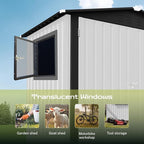 6' x 4' Outdoor Storage Shed, Sturdy Metal Building w/Floor and Operable Window for Garden, Backyard, Poolside and Lawn, White