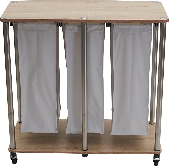 Household Essentials 3-Bag Laundry Sorter, Washable Linen Laundry Bags, 3-Load Capacity, Versatile, Light Ash