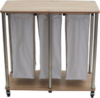 Household Essentials 3-Bag Laundry Sorter, Washable Linen Laundry Bags, 3-Load Capacity, Versatile, Light Ash
