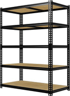 Heavy Duty Garage Storage Shelves, 3000 Lbs Capacity, 5-Tier Adjustable Storage Shelving Unit, 48" L x 24" W x 72" H Metal Shelving Racks for Kitchen Pantry Basement Bathroom Laundry
