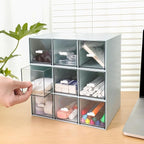 Plastic 3 Drawer Organizer for Cosmetic Storage, Desk Organizer, Makeup Organizer for nail polish, Lipstick, Brushes, Jewelry, Skincare, Bathroom Organization Boxes - Blue