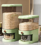 22LB Rice Dispenser, Large Grain Container Storage with Lid Measuring Cylinder Household Cereal Dispenser Bucket for Kitchen Soybean Corn (22LB-Green)