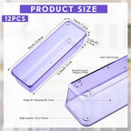 Maitys 12 Pcs Clear Drawer Organizer 9 x 3 x 2 Inches Plastic Rectangle Trays Makeup Vanity Storage Bins and Kitchen Drawers Dividers for Office Desk Silverware Kitchen Utensils(Purple)