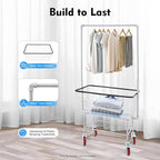 Wire Laundry Cart with Wheels, 1.8 Bushel Heavy-Duty Rolling Laundry Basket, Commercial Metal Wire Laundries Basket Cart for Clothes Storage and Organization (27 * 22 * 67in)