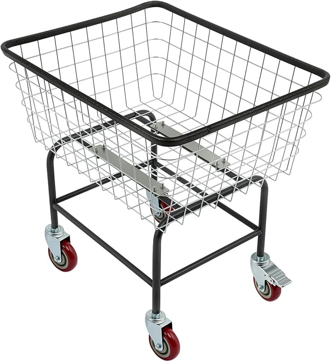 Heavy Duty Laundry Cart with Wheels - 110lbs Large Rolling Laundry Hamper Basket for Home, Bathroom, Commercial Use