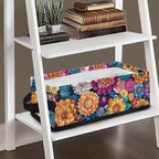 Narrow Storage Bins Bathroom Essentials Organizer Basket Rectangular Collapsible Storage Container for Organizing Toilet Paper Towels Bathroom Accessories, Bohemia Floral Print