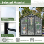 Outdoor Polycarbonate Greenhouse with Aluminum Frame, Walk-in Garden Green House Featuring Lockable Door, Adjustable Roof Vent, and UV-Protected Panels for Backyard or Patio Use (6x8 FT)