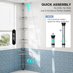 Corner Shower Caddy Tension Pole: Stainless Steel Rustproof 4-Tier Shower Organizer - 47-121 inch Adjustable Bathroom Shelves for Bathtub Shampoo Storage - Tension Rod Floor Standing Bath Rack -Silver