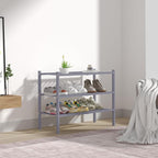 3 Tier Bamboo Shoe Rack for Closet Free Standing Wood Shoe Shelf Storage Organizer for Entryway Small Space Stackable 27"x11"x20" (Grey)