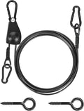 TooTaci 15ft Outdoor Clothesline Kit, 3/16" Black PVC Coated Wire Rope Portable Retractable Clothes Line Kit with Self-Locking Pulley, Screw Hook & Snap Hook for Camping, Backyard, RV, Travel