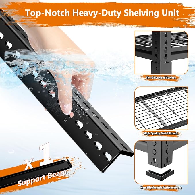 Storage Shelves Heavy Duty, 3 PCS 48" L x 18" W x 72" H Garage Wire Shelving Unit Loads 2800LBS, 5-tier Adjustable Metal Industrial Utility Shelf Rack for Kitchen, Laundry Room, Warehouse, Basement