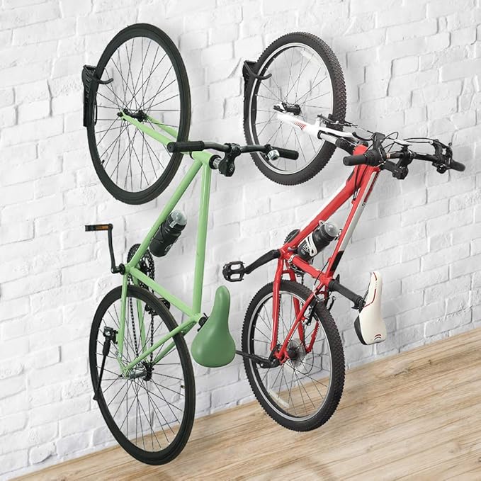 Wallmaster Bike Storage Rack for Garage, Wall Mount Bicycles Hanger, 4-Pack Bike Storage System Vertical Bike Hooks