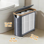 Toilet Paper Roll Storage, Bathroom Slim Toilet Paper Storage with Lid for 12 Rolls, Ultimate Bathroom Organizer with Anti-Slip Base, 17.8" x 6" x 13.8", Grey