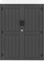 DWVO 59 Cu. Ft. Vertical Storage Shed, Weatherproof Outdoor Tall Cabinet with Double-Wall Panels and Floor, Lockable Resin Shed for Garden, Garage, Patio, Dark Gray (Shelves Not Included)
