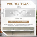 1 Pack Niche Rectangular Shelf for 12 Prefabricated Board Niche Fits 5/32 Grout Line, 4mm Thick, Bathroom Wave Design, Marine Grade Brushed 316 Stainless Steel
