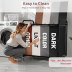 4-Compartment Laundry Cart with Lockable Wheels & Lid 180L Large Wheeled Laundry Basket Heavy-Duty Sorting Organizer for Laundry Room (Multicolor)