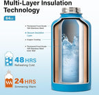 Insulated Water Bottle | Thickened Stainless Steel Vacuum Metal | Portable Sports Half Gallon Large Water Jug for Gym and Hiking with Straw, Carrier Bag, Handle Strap | BPA-Free 64 oz
