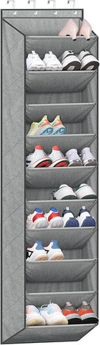SLEEPING LAMB Over The Door Shoe Organizer for Closet with Large Deep Pockets, Narrow Shoe Rack for Door Hanging Boots Storage, Grey