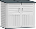 Greesum Outdoor Storage Shed 34 Cu Ft with Lockable Doors, Waterproof Outdoor Storage Cabinet for Trash Cans, Patio Cushions, Gardening Tools with Wood Grain Finish (Beige)