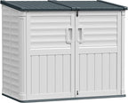 Greesum Outdoor Storage Shed 34 Cu Ft with Lockable Doors, Waterproof Outdoor Storage Cabinet for Trash Cans, Patio Cushions, Gardening Tools with Wood Grain Finish (Beige)