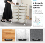 Giantex 10 Drawers Rolling Cart, Classroom Organizers, Storage Cart with Wheels, for Teacher Office Home School Supplies Tool Craft Art Paper, Ivory Color