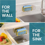 TAILI Sponge Holder for Kitchen Sink with Strong Suction Cup, Rustproof Aluminum Sink Caddy for Sponges, Removable Sponge Holder, Dish Brush for Scraper - Gold