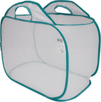 White Mesh Pop-Up Laundry Basket, 21" x 13" x 15.5" – Collapsible Clothes Hamper with Handles, Lightweight Foldable Laundry Bin for Bedroom, Bathroom, Dorm and Laundry Room