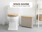 StorageWorks Toilet Paper Storage with Bamboo Lid, Toilet Paper Holder Basket for Up to 9 Mega or 12 Regular Size Rolls, Medium Paper Storage Baskets for Bathroom, Light Khaki, 1 Pack