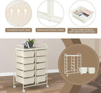 RELAX4LIFE 10 Drawer Storage Cart - Ivory Metal Frame Rolling Art Cart Organizer with Lockable Wheels, Utility Cart for Crafting Storage, Office, Home, School