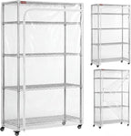 Large Clear PVC Wire Shelving Cover, 48" W x 24" D x 72" H, 3-Way Opening with Two-Way Zippers, Heavy-Duty Transparent Shelf Cover for Garage, Storage & Utility Areas