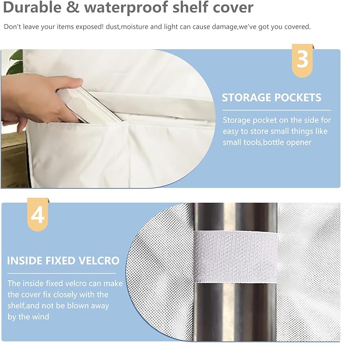 Waterproof Shelf Cover,Outdoor 600D Heavy Duty Dustproof Storage Shelves Cover,48''x19''x72'' Shelf Covers for Wire Shelving with Zippers,Storage Rack Covers with Clear Front