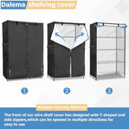 Wire Rack Covers,Heavy Duty 600D Dustproof Waterproof Storage Rack Covers for Metal Shelves,Storage Shelf Cover with Zipper for Wire Shlef,48''W x 19''D x 72''H,Black