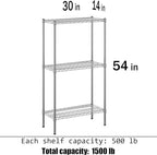 14" Deep x 30" Wide x 54" Height Wire Shelving Kit | 3-Tier | NSF Commercial Storage Rack Unit