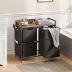 Laundry Sorter with 3 Sections, Laundry Hamper with Wheels, Laundry Basket with Small Side Pockets and Pull-Out Removable Liners,for Laundry Room Bedroom Bathroom (100L)