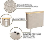 StorageWorks Toilet Paper Storage with Bamboo Lid, Toilet Paper Holder Basket for Up to 9 Mega or 12 Regular Size Rolls, Medium Paper Storage Baskets for Bathroom, Light Khaki, 1 Pack