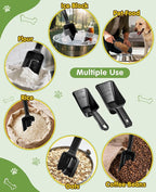 2 Pack Dog Food Scoop with 1 Cup and 2 Cup Capacity, Plastic Pet Food Measuring Scoops with Clear Measurement Lines for Dogs, Cats & More,Dishwasher safe (Black)