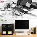 Collapsible File Organizer Box with Handle,12.20x5.11x9.84Inches, Filing Organizer for Home or Office, Small Portable File Box (2 Packs, Black-Yellow)