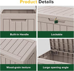 45 GallonOutdoor Storage Box,Resin Deck Boxes Waterproof, IndoorOutdoor Bin for Package Delivery, Patio Cushions, Gardening Tools, Lockable, UV Resistant
