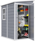 DWVO 5x4ft Resin Outdoor Storage Shed with Floor, Large Waterproof Lockable Storage Shed with Window, Plastic Outside Tool Storage for Garden Backyard Patio Lawn (Gray)