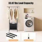 Laundry Cart with Hanging Rack, Metal Rolling Laundry Cart Laundry Hamper with Fabric Storage Basket Clothes Rack with Lockable Wheels for Hanging Clothes & Storing Toys Hats (Black)