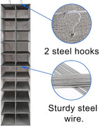 coastal rose Hanging Shoe Organizer for Closet, 20 Sections Hanging Closet Organizer and Storage Shelves, Space Saving Shoe Rack for Closet, Grey, 12''W×12''Dx 50''H