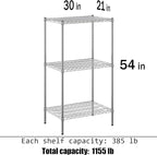 21" Deep x 30" Wide x 54" Height Wire Shelving Kit | 3-Tier | NSF Commercial Storage Rack Unit