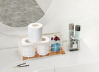 TIEYIPIN Metal Wire Storage Basket, Toilet Paper Roll Holder Wood Base Countertop Decor Box Toilet Tank Shelf Cabinet Organizer for Bathroom Pantry Garage Bedroom Livingroom - Cream White