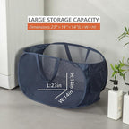 HONOMA Sturdy Mesh Laundry Hamper Basket Bag,Pop up Basket with Side Pocket for Laundry Room, Bathroom, Kids Room, College Dorm or Travel (Pop Horizontal, Grey + Grey)
