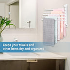 5-Arm Stainless Steel Swivel Towel Rack with Hook: Wall-Mounted, Rustproof Space-Saver for Bathroom & Kitchen-180° Rotation, 14kg Capacity(White)