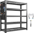 REIBII 5-Tier Storage Shelves,38.2" W Heavy Duty Garage Shelving Load 2500LBS,Metal Shelving Units with Tool Storage Bag, Adjustable Wire Shelving Industrial for Basement,66" H x16 D,Black