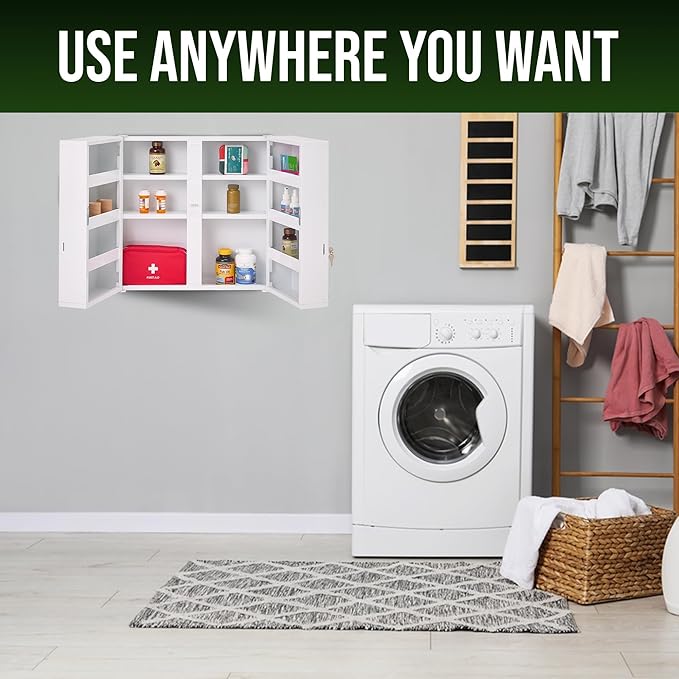 Large Locking Medicine Cabinet Wall Mounted - Metal Medical Cabinet with 11 Shelves - Medicine Cabinet with Lock and Keys for Safe Medication Storage